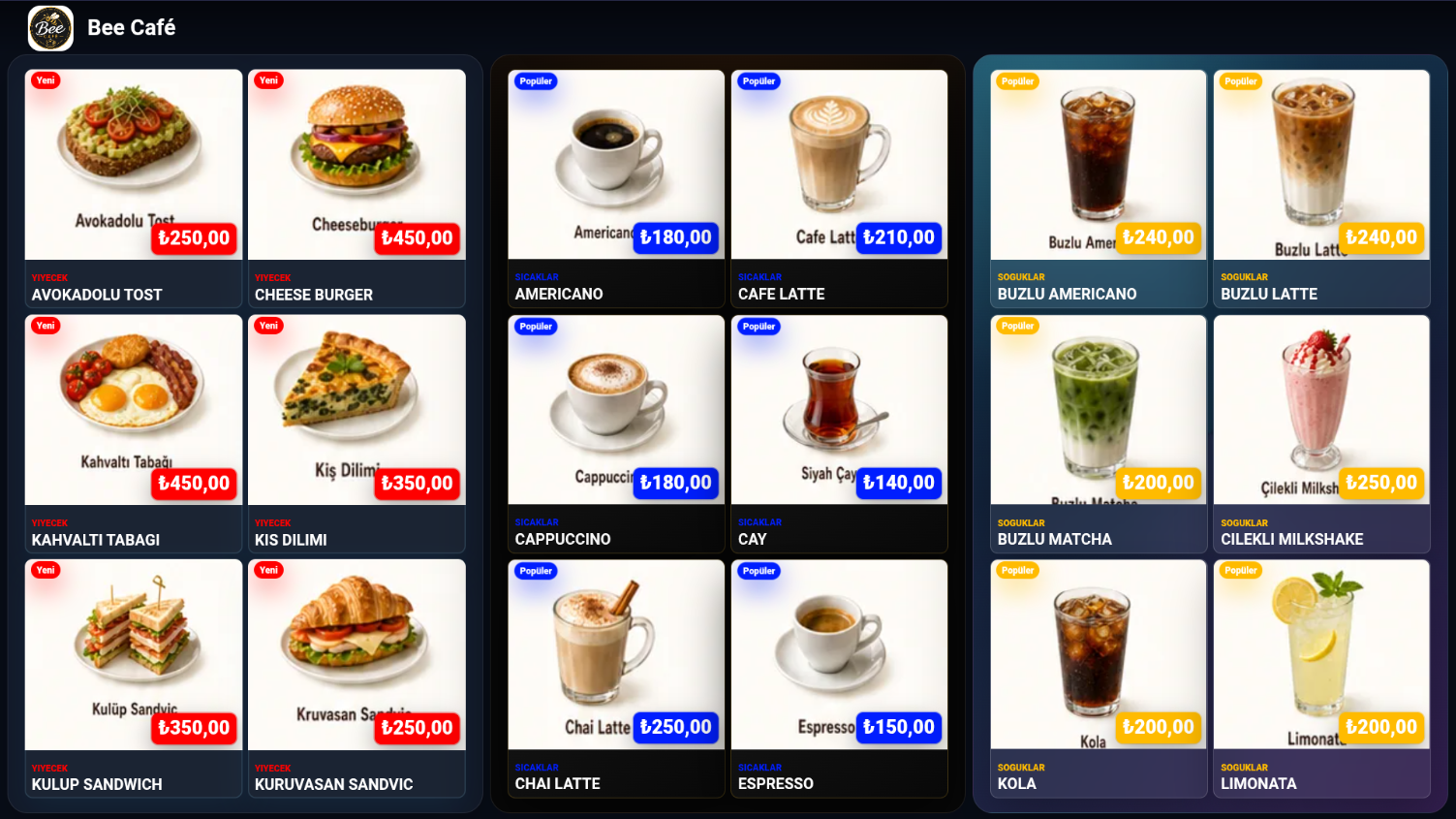 Çoklu ekran MenuBoard